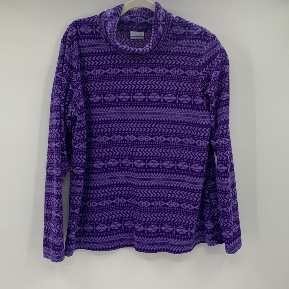 Columbia Purple Patterned Cowl Neck Sweater Size XL